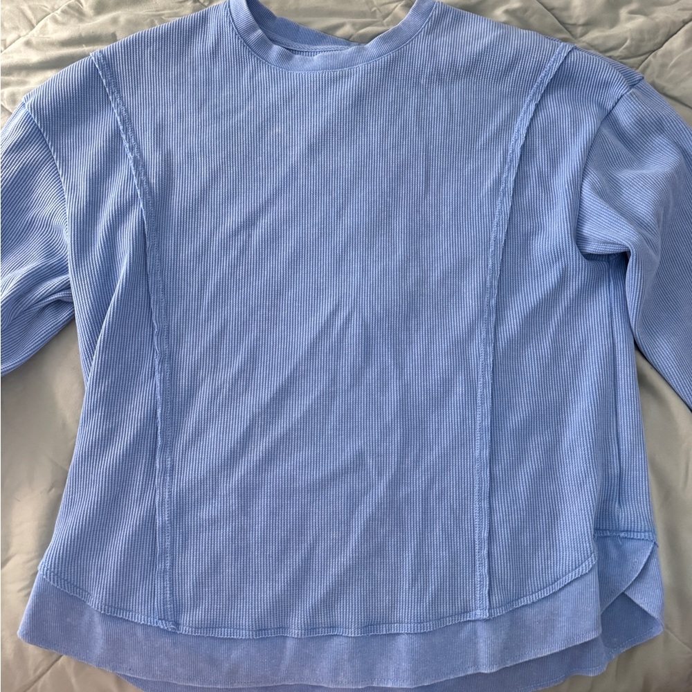 Light Blue Ribbed Long Sleeve Top